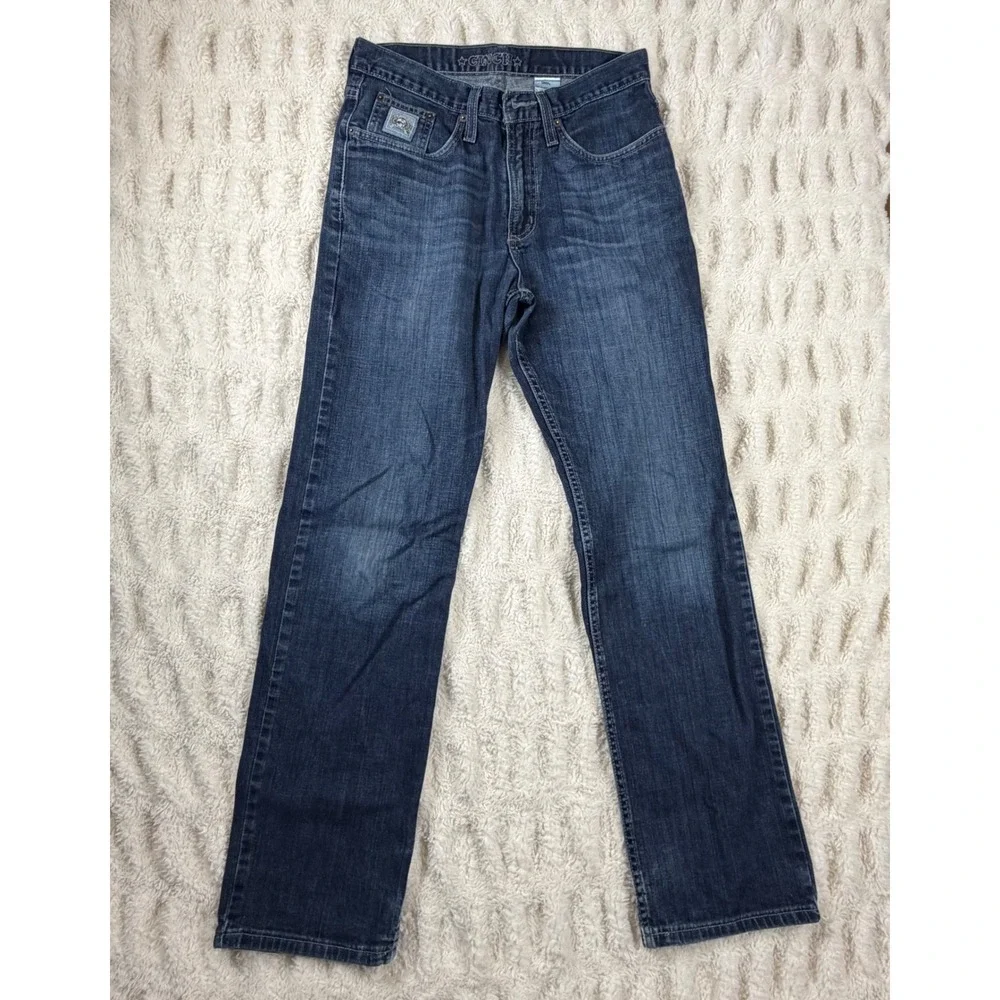 Cinch Mens Dark Wash Straight Leg Jeans Blue 30x32 MISSING BUTTON